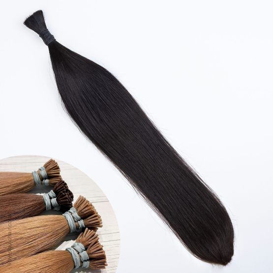 Jet Black #1 Russian I-Tip Hair Extensions