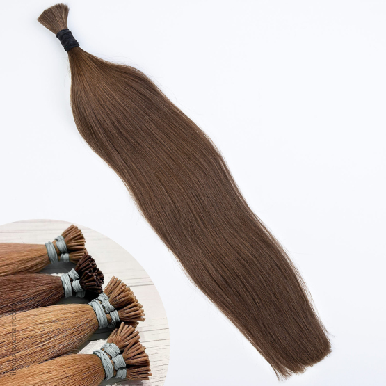 Brown #6 Russian I-Tip Hair Extensions