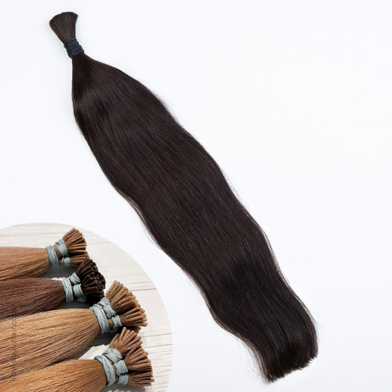 Dark Brown #2 Russian I-tip Hair Extensions