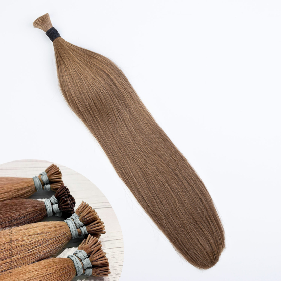 Golden Brown #12 Russian I-Tip Hair Extensions