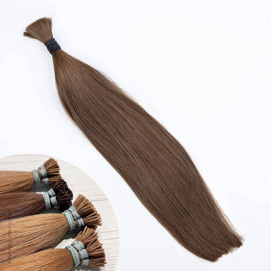 Light Brown #4 Russian I-Tip Hair Extensions