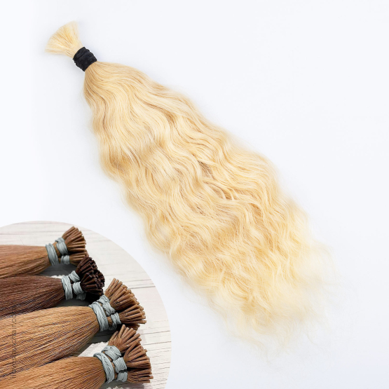 Cold Blonde #60 Russian Wavy I-Tip Hair Extensions