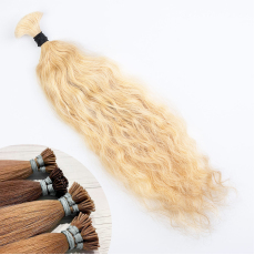 Blonde #613 Wavy I-Tip Hair Extensions