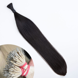 Jet Black #1 Nano Ring Hair Extensions