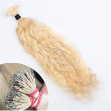 Blonde #613 Wavy Nano Ring Hair Extensions