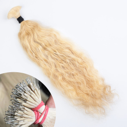 Blonde #613 Wavy Nano Ring Hair Extensions