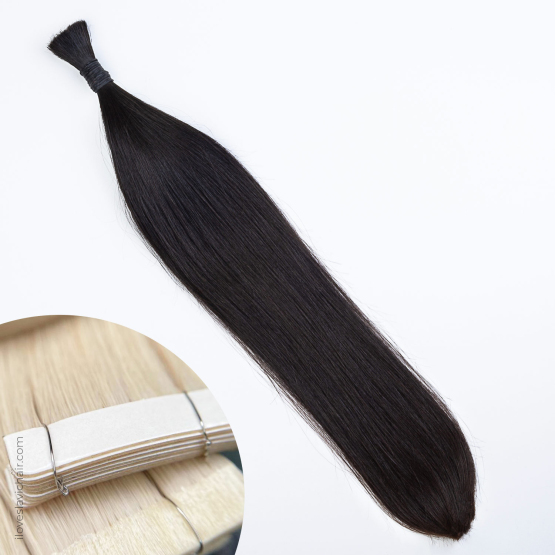  Jet Black #1 Russian Tape-in Hair Extensions