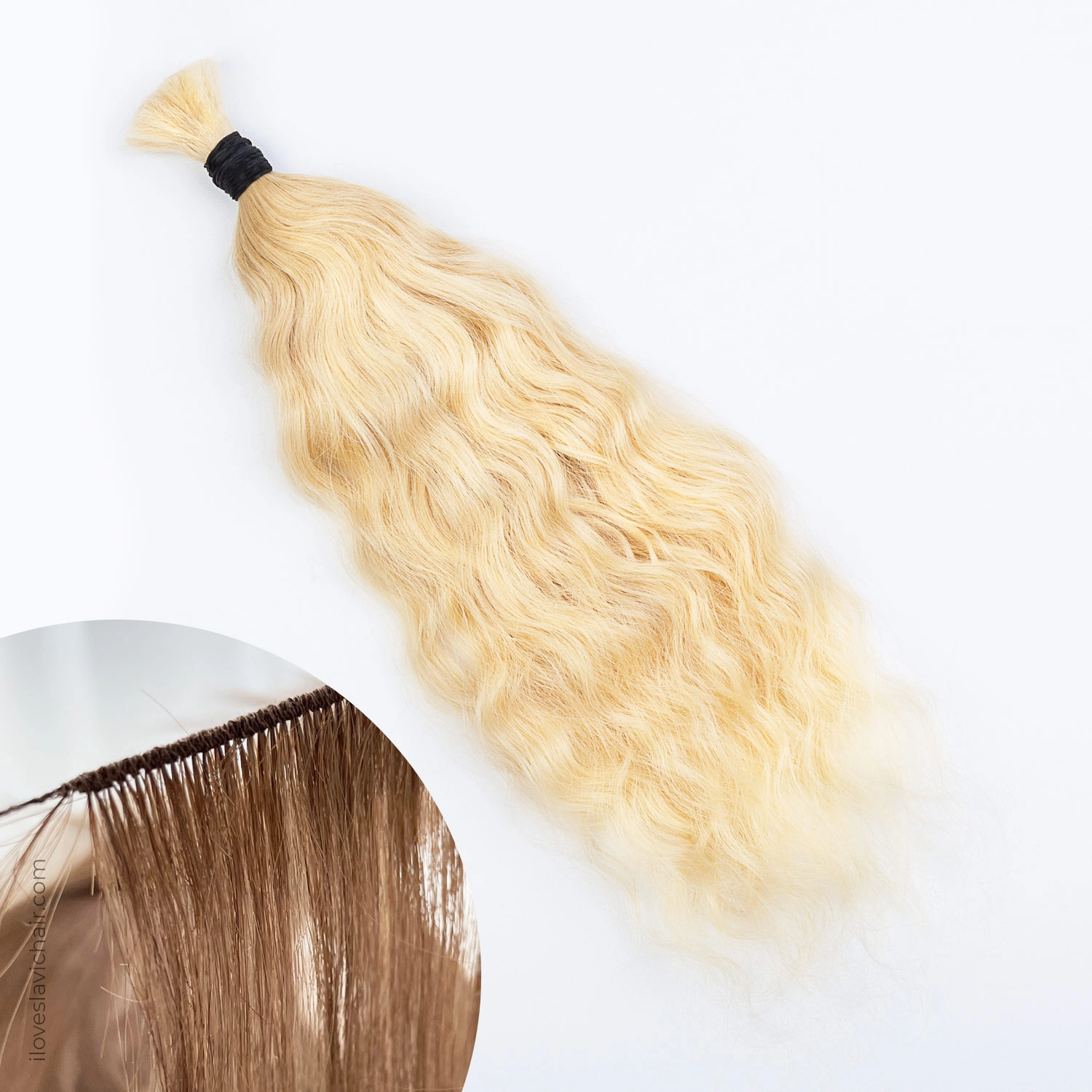 Hand-tied Weft Blonde #60 Wavy