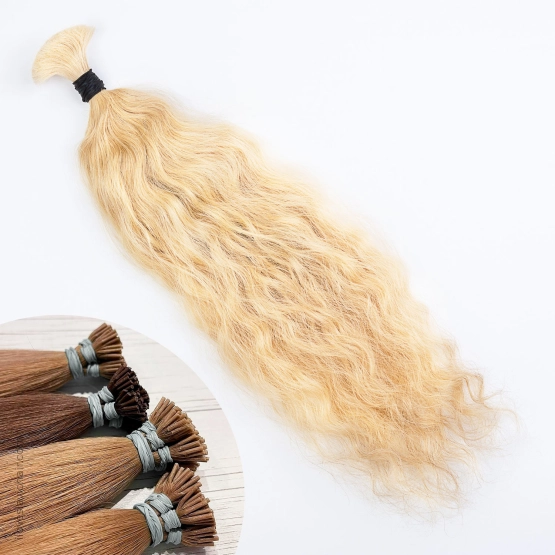 Blonde #613 Wavy I-Tip Hair Extensions