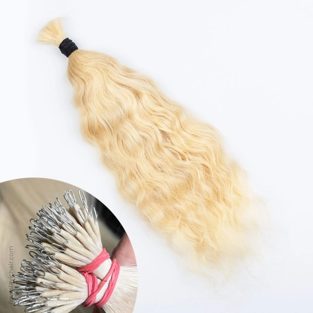 Blonde #60 Wavy Nano Ring Hair Extensions