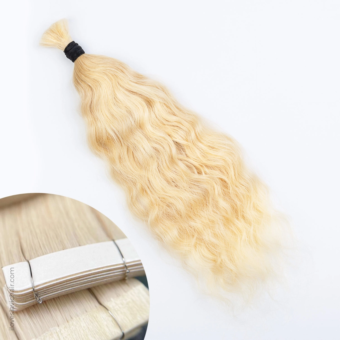 Blonde #60 Wavy Tape-in Hair Extensions