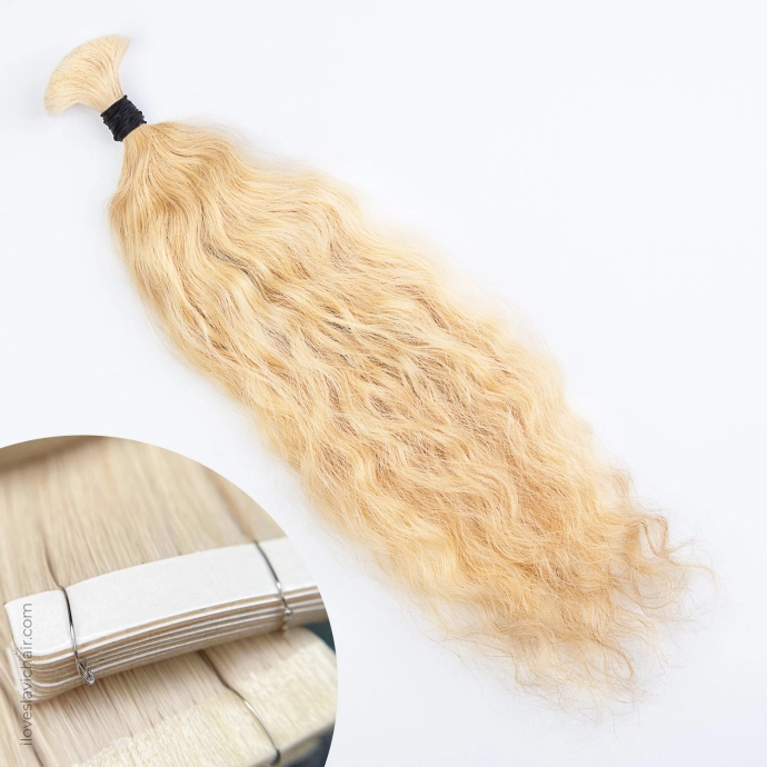 Blonde #613 Wavy Tape-in Hair Extensions