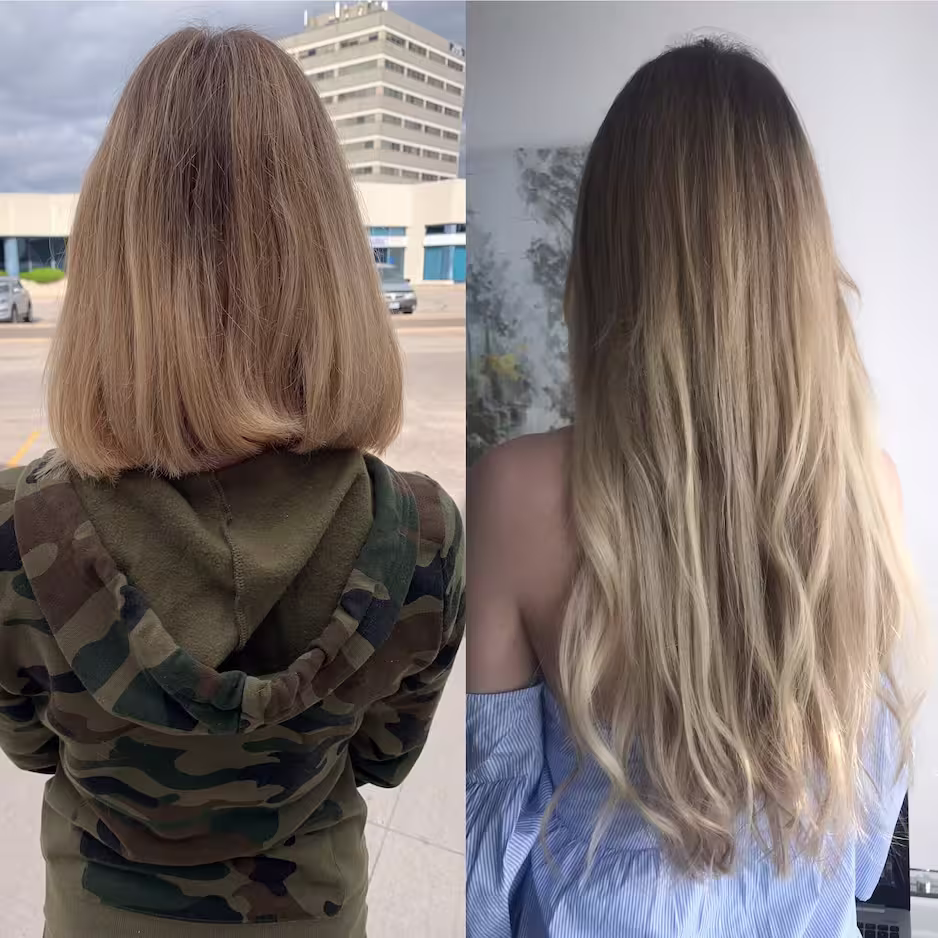 Hot Fusion Hair Extensions Example Before and After - 1
